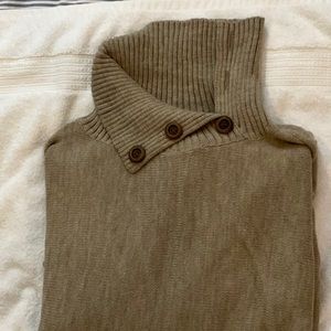 Simply Noelle Knit Poncho Sweater w/ Button Accent & Pouch pocket